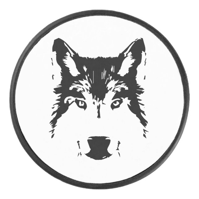 Wolf head hockey puck (Front)