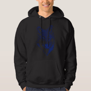 Wolf Head In Blue Husky Dog Line Art Hoodie
