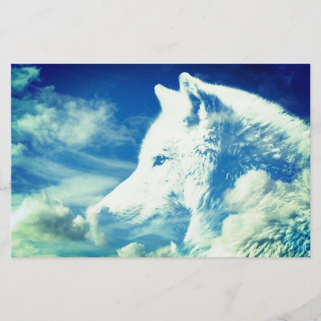 Wolf Head In Clouds Stationery (Front)