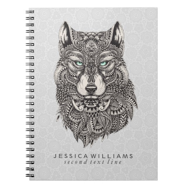 Wolf Head Intricate Illustration Notebook (Front)