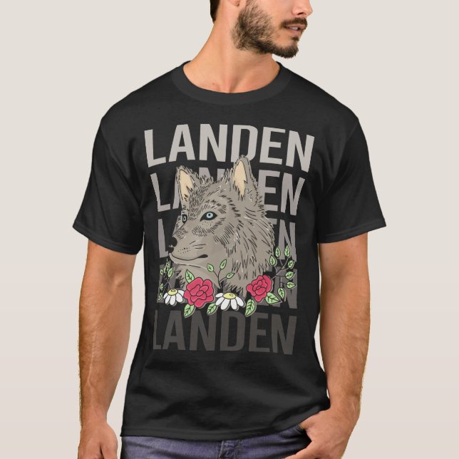 Wolf Head - Landen Name T-Shirt (Front)