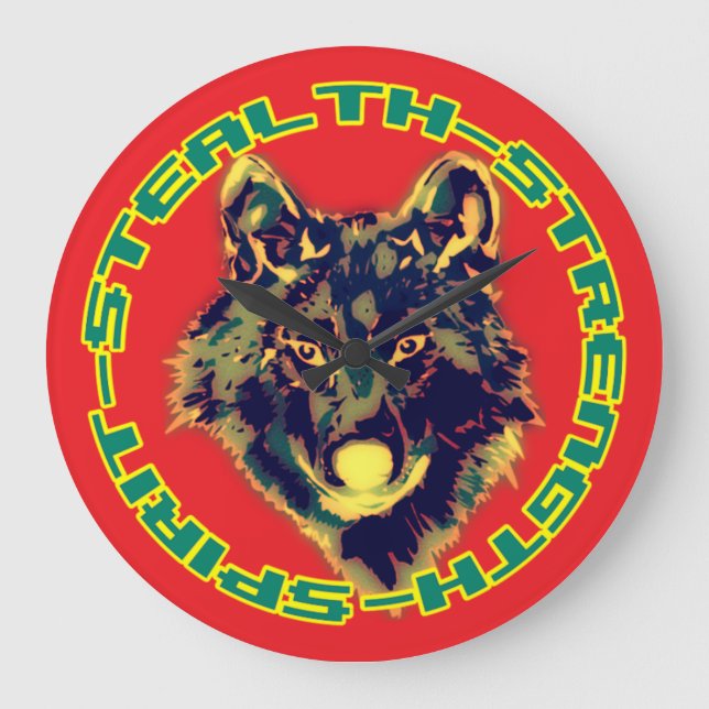 wolf head large clock (Front)