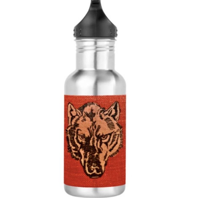 Wolf Head on Red  532 Ml Water Bottle (Wolf Head on Red  Design Water Bottle – 18 oz 18/8 stainless steel Height: 8.67" Weight: 8.7 oz. 

)
