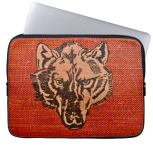 Wolf Head on Red Electronics Bag
