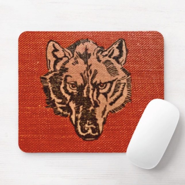 Wolf Head on Red  Mouse Mat (Wolf Head on Red  Design mouse pad durable dust and stain resistant.. Non-slip rubber.)