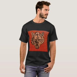 Wolf Head on Red  T-Shirt