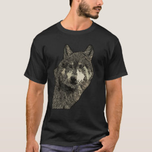 Wolf head predator face imprint with wild animal T-Shirt