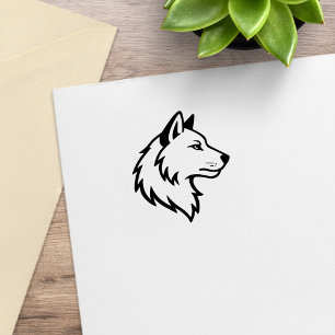 Wolf Head Profile 1x1 Rubber Stamp