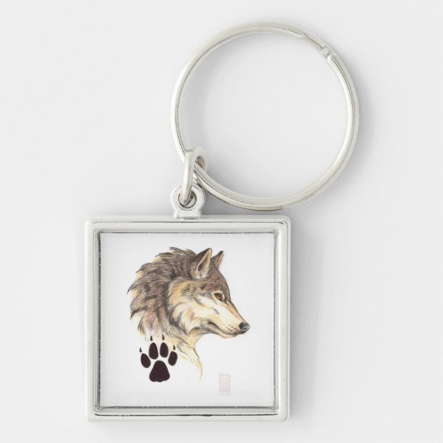 Wolf Head Profile Key Ring (Front)
