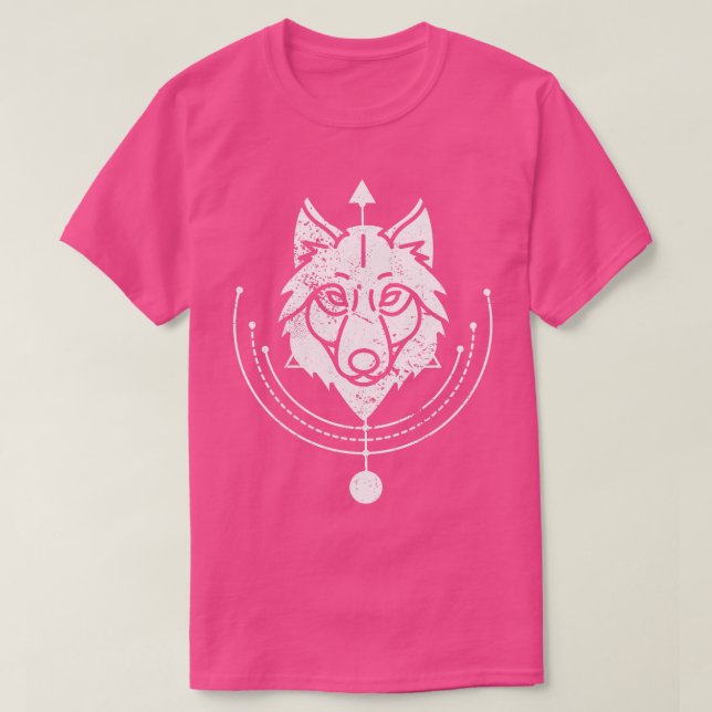 Wolf Head Sacred Geometry Wicca Goth T-Shirt (Design Front)