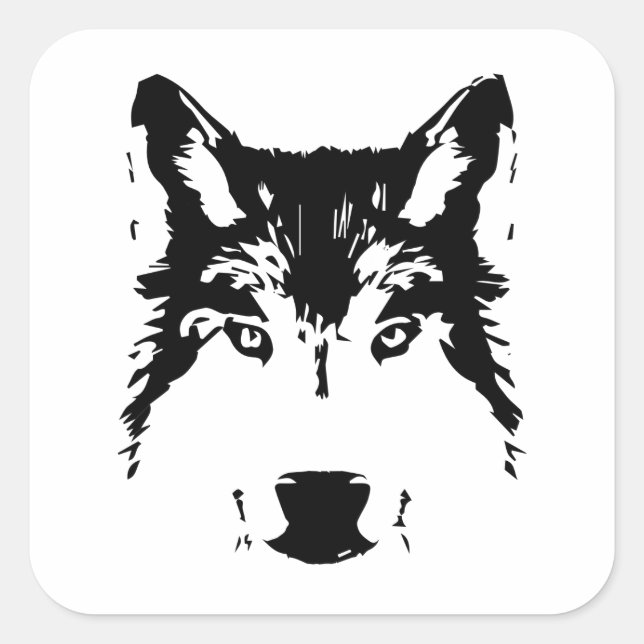 Wolf head square sticker (Front)