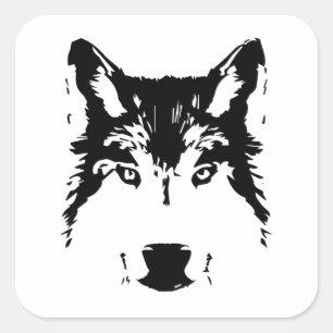 Wolf head square sticker