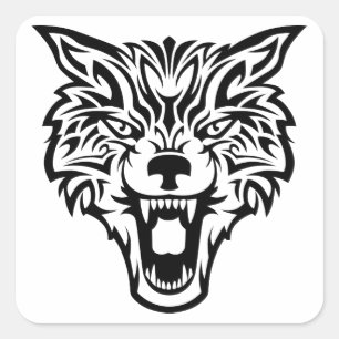 Wolf Head Square Sticker