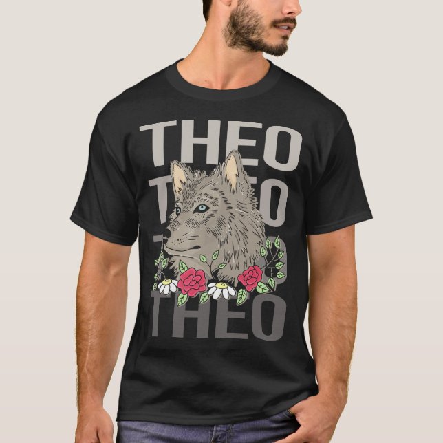 Wolf Head - Theo Name T-Shirt (Front)