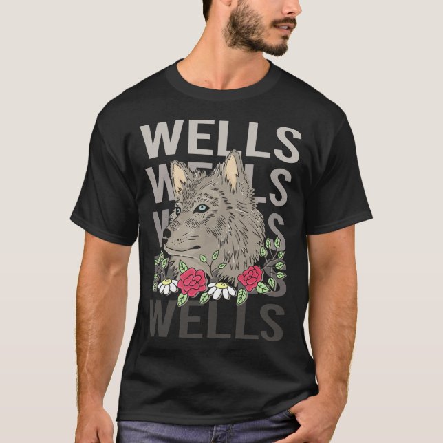 Wolf Head - Wells Name T-Shirt (Front)