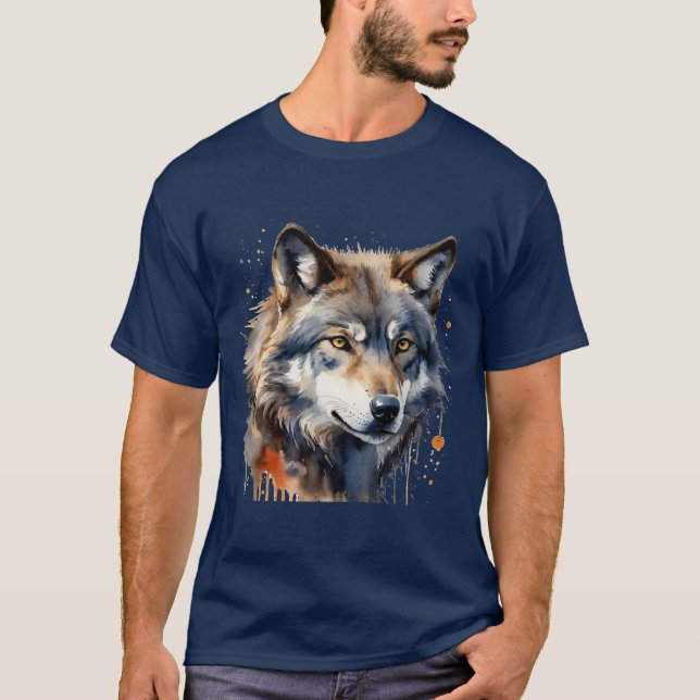 Wolf Head Wildlife Nature Art Animal T-Shirt (Front)