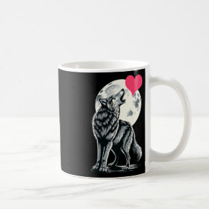 Wolf Holding Heart Valentine's Day Cute Wolves Val Coffee Mug