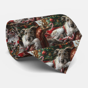 Wolf Hound Dog Christmas Festive Tie