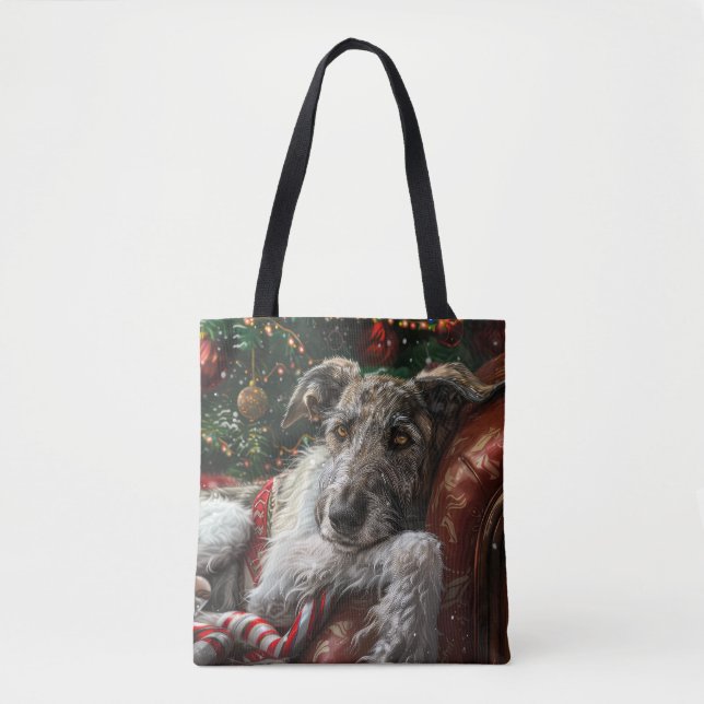 Wolf Hound Dog Christmas Festive Tote Bag (Front)