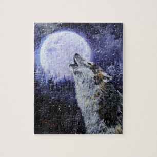 WOLF HOWL AND WINTER MOON PUZZLE