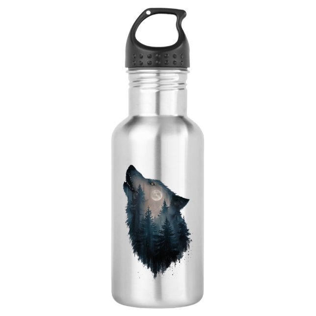 Wolf Howl Forest Moon 532 Ml Water Bottle (Front)