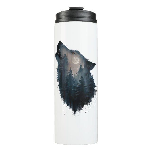 Wolf Howl Forest Moon Thermal Tumbler (Front)