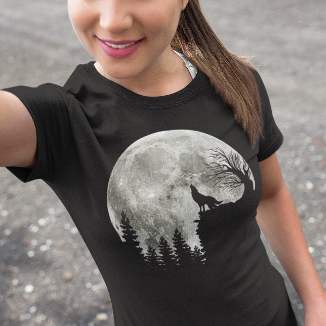 Wolf Howl On Mountain Halloween Moon T-Shirt (Creator Uploaded)