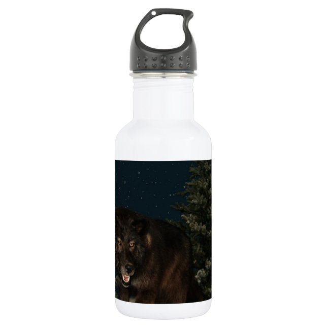 Wolf Howl Snow Winter Tree Forest Destiny Outdoors 532 Ml Water Bottle (Front)