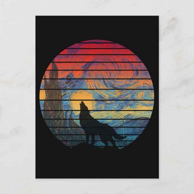 WOLF HOWLING ABSTRACT STYLE POSTCARD (Front)