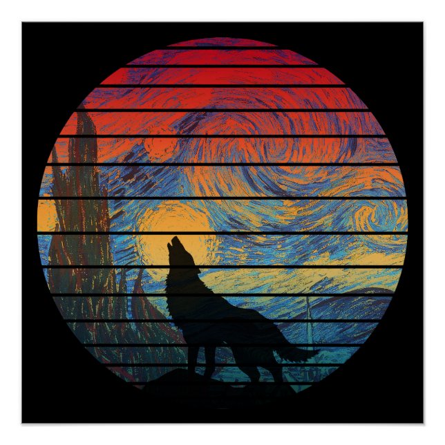 WOLF HOWLING ABSTRACT STYLE POSTER (Front)