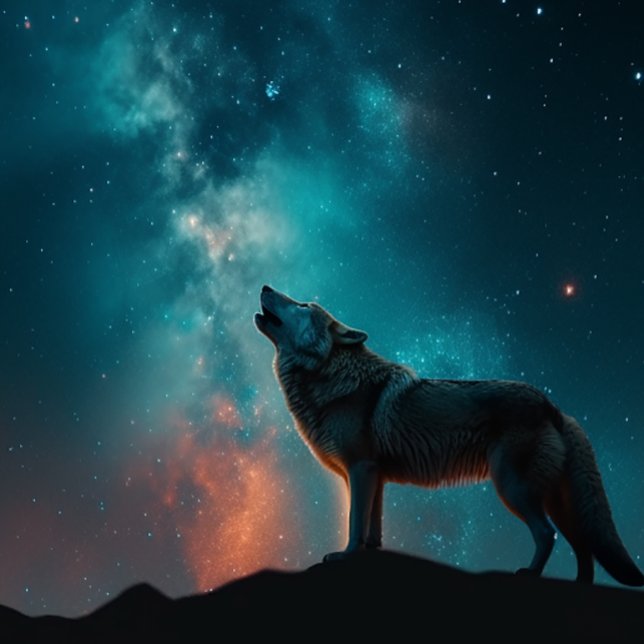 Wolf Howling at a Blue Nebula Jigsaw Puzzle (Creator Uploaded)