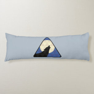 Wolf Howling At Big Moon With Triangle Design Body Cushion