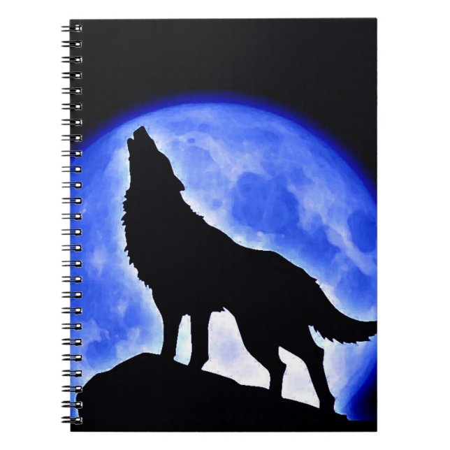 Wolf Howling at Blue Moon Notebook (Front)
