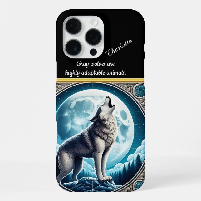 Wolf Howling at Full Moon at Night iPhone Case (Back)