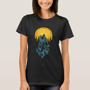 Wolf Howling At Full Moon Mountain Wildlife Nature T-Shirt