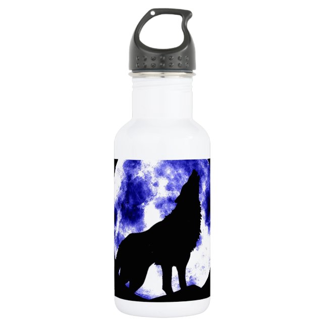 Wolf Howling at Moon 532 Ml Water Bottle (Front)