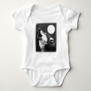 Wolf Howling at Moon Baby Bodysuit