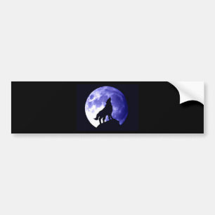 Wolf Howling at Moon Bumper Sticker