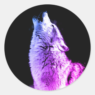 Wolf Howling at Moon Classic Round Sticker
