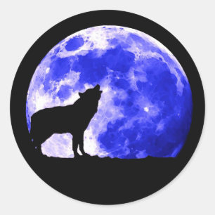 Wolf Howling at Moon Classic Round Sticker