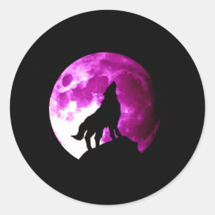 Wolf Howling at Moon Classic Round Sticker