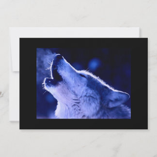 Wolf Howling at Moon Invitation