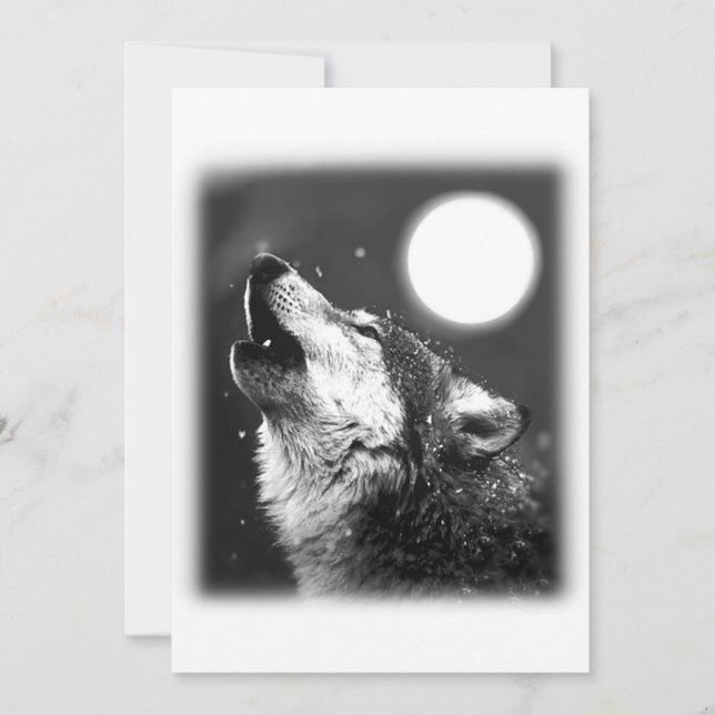 Wolf Howling at Moon Invitation (Front)