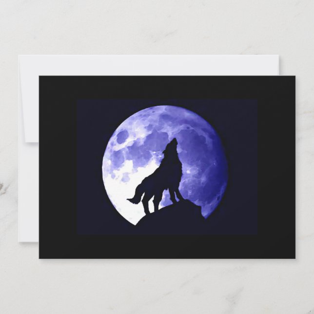 Wolf Howling at Moon Invitation (Front)