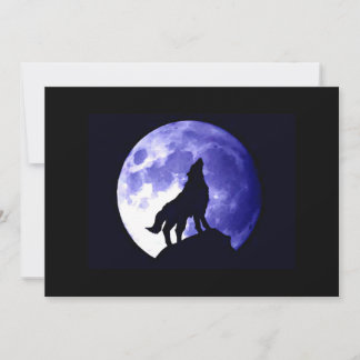 Wolf Howling at Moon Invitation