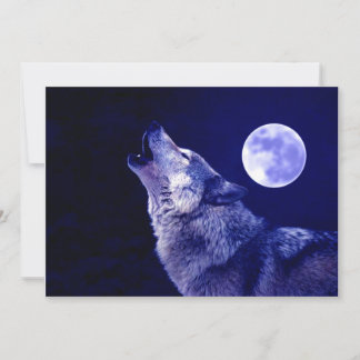 Wolf Howling at Moon Invitation