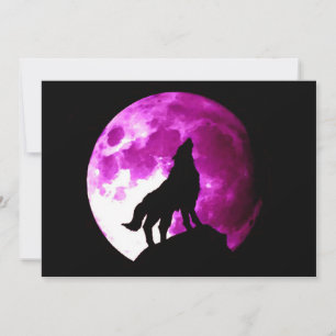 Wolf Howling at Moon Invitation