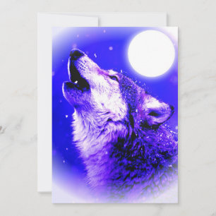 Wolf Howling at Moon Invitation