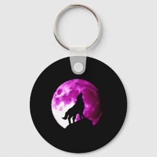 Wolf Howling at Moon Key Ring