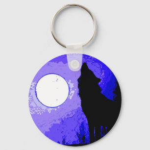 Wolf Howling at Moon Key Ring